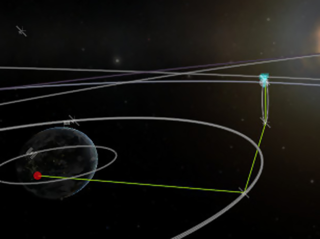 A comsat gets the transmission from the Mun and forwards it to KSC