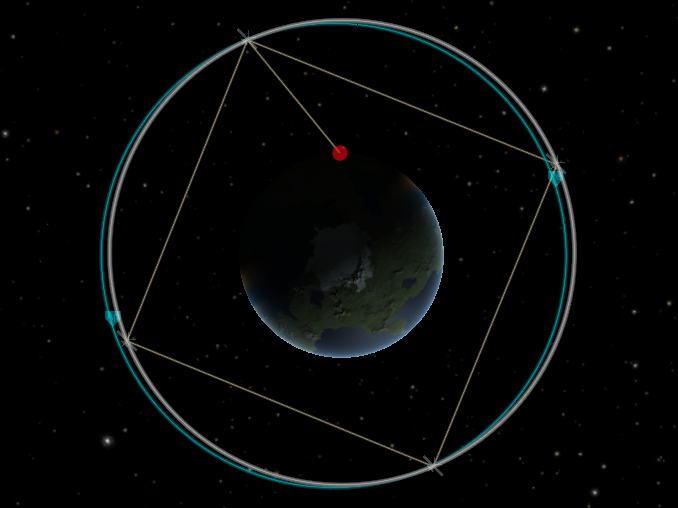 A finished 4-satellite constellation