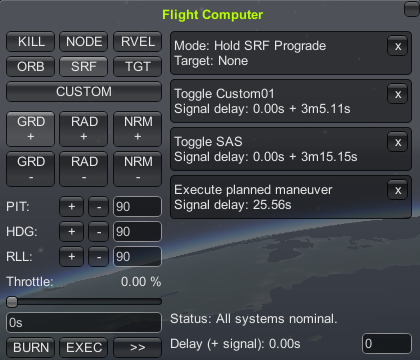 IMAGE: Flight computer panel after queuing everything
