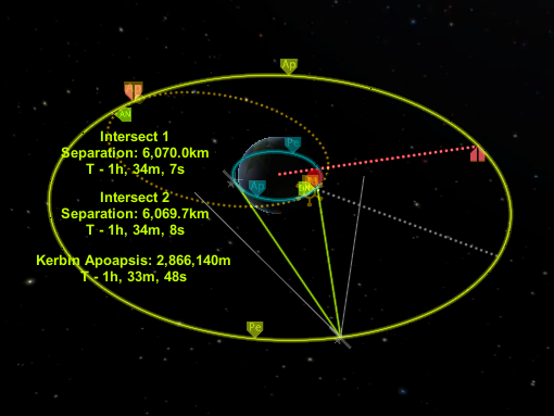 Image showing how the map view should look before the second satellite's transfer burn